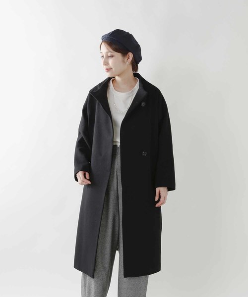 SI-HIRAI（スーヒライ）の「「SI-HIRAI / スーヒライ」ウールカージーハイネックローブコートMID（ダウンジャケット/コート・レディース・ブラック/ネイビー/ホワイト・FREE）」の20枚目の写真