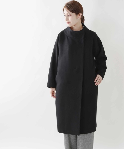 SI-HIRAI（スーヒライ）の「「SI-HIRAI / スーヒライ」ウールカージーハイネックローブコートMID（ダウンジャケット/コート・レディース・ブラック/ネイビー/ホワイト・FREE）」の14枚目の写真