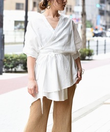 LHELBIE | シアー2WAYロング丈ベルト付きシャツ(シャツ/ブラウス)