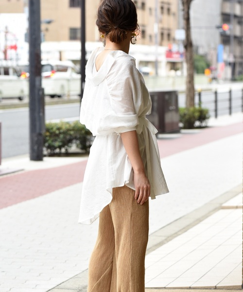 LHELBIE（レルビエ）の「シアー2WAYロング丈ベルト付きシャツ（シャツ/ブラウス・レディース・イエロー/ブラック/オフホワイト・M）」の21枚目の写真