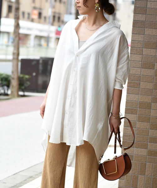 LHELBIE（レルビエ）の「シアー2WAYロング丈ベルト付きシャツ（シャツ/ブラウス・レディース・イエロー/ブラック/オフホワイト・M）」の15枚目の写真