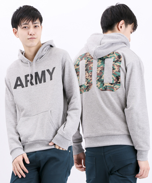 WEGO（ウィゴー）の「WEGO/ARMYダブルサイドプルパーカー（パーカー・メンズ・ホワイト/ブラック/杢グレー/ブルー・MEDIUM/LARGE）」の3枚目の写真