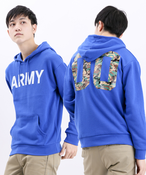 WEGO（ウィゴー）の「WEGO/ARMYダブルサイドプルパーカー（パーカー・メンズ・ホワイト/ブラック/杢グレー/ブルー・MEDIUM/LARGE）」の4枚目の写真