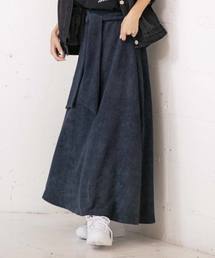 タイ付き2wayコーデュロイロングフレアスカート