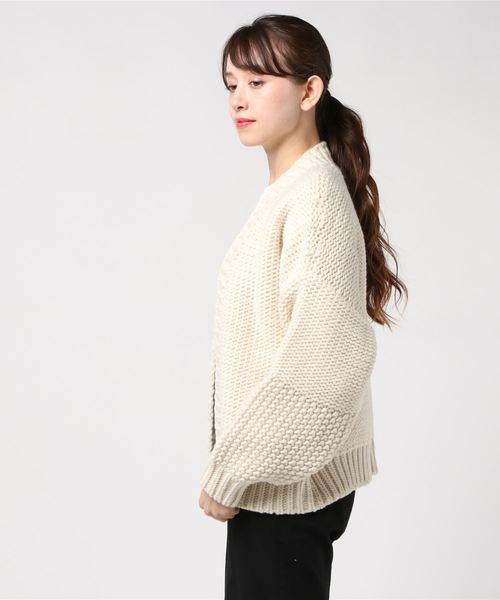 DouDou(ドゥドゥ)の「手編みカーディガン(カーディガン/ボレロ・レディース・モカ/ホワイト系その他・FREE)」の3枚目の写真