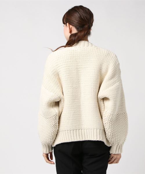 DouDou(ドゥドゥ)の「手編みカーディガン(カーディガン/ボレロ・レディース・モカ/ホワイト系その他・FREE)」の4枚目の写真