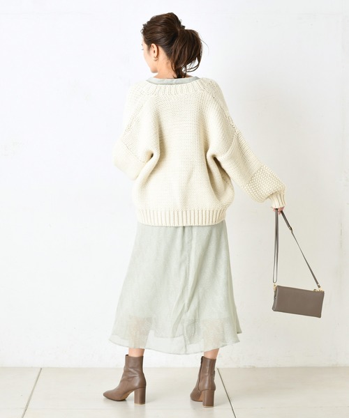 DouDou(ドゥドゥ)の「手編みカーディガン(カーディガン/ボレロ・レディース・モカ/ホワイト系その他・FREE)」の10枚目の写真