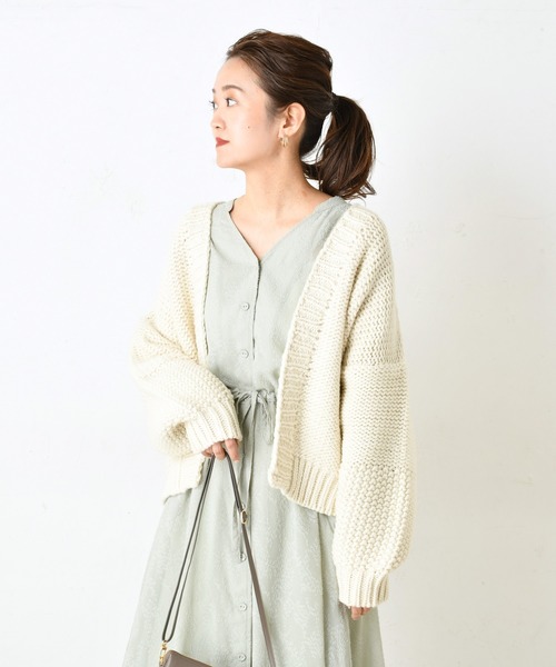 DouDou(ドゥドゥ)の「手編みカーディガン(カーディガン/ボレロ・レディース・モカ/ホワイト系その他・FREE)」の7枚目の写真