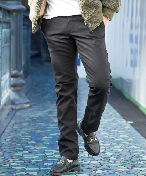 NYLAUS(ナイラス)の「NYLAUS 防風ストレッチ スリム チノパンツ(チノパンツ)」|ブラック