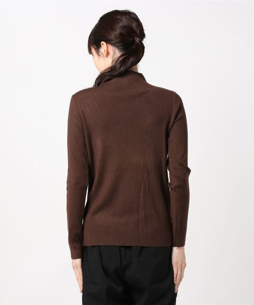 PARKS TOKYO SELECT（パークストウキョウセレクト）の「ｼﾝﾌﾟﾙﾌﾟﾁﾊｲｼﾙｷｰﾈｯｸﾆｯﾄ（ニット/セーター・レディース・ホワイト/ブラック/ダークブラウン・FREE）」の5枚目の写真