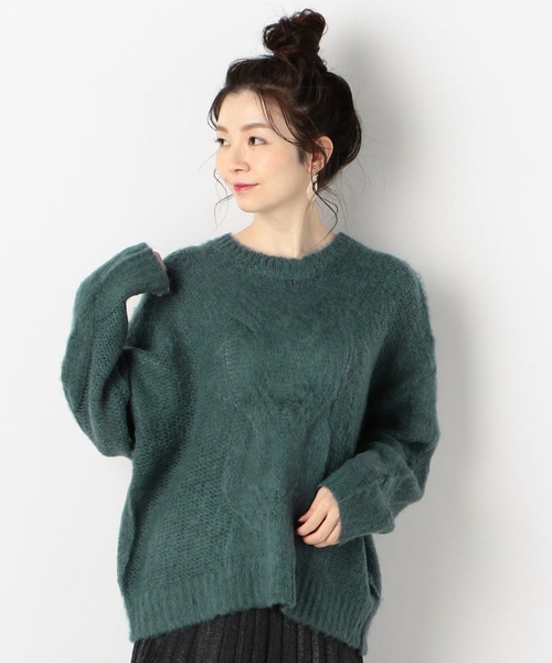 archives(アルシーヴ)の「ビッグケーブルニットプルオーバー(ニット/セーター・レディース・オフホワイト/オレンジ/グリーン・MEDIUM)」の2枚目の写真