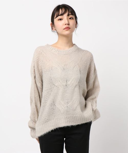 archives(アルシーヴ)の「ビッグケーブルニットプルオーバー(ニット/セーター・レディース・オフホワイト/オレンジ/グリーン・MEDIUM)」の5枚目の写真