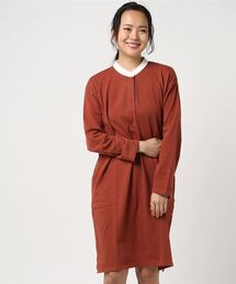 【OUTDOOR PRODUCTS】スタンドカラー長袖ワンピース ラガーシャツ ブランドロゴ刺繍