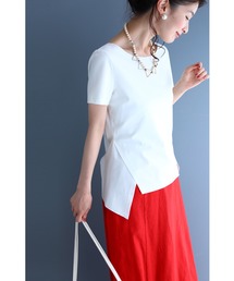 くびれ魅せデザイン。裾カッティングTシャツトップス