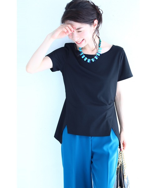 cawaii(カワイイ)の「くびれ魅せデザイン。裾カッティングTシャツトップス(Tシャツ/カットソー・レディース・ホワイト/ブラック・3XL/M/L/XL/XXL)」の2枚目の写真