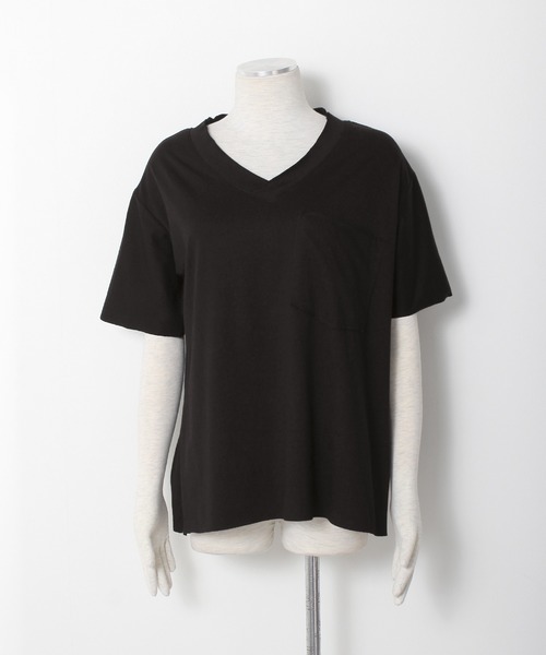 Grandeir（グランディール）の「胸ポケット付き 半袖 カットソー（Tシャツ/カットソー・レディース・ホワイト/ブラック/グレー・M/L）」の14枚目の写真