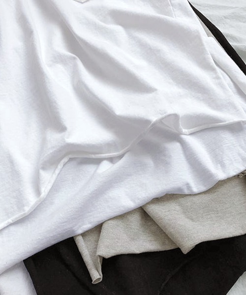 Grandeir（グランディール）の「胸ポケット付き 半袖 カットソー（Tシャツ/カットソー・レディース・ホワイト/ブラック/グレー・M/L）」の10枚目の写真