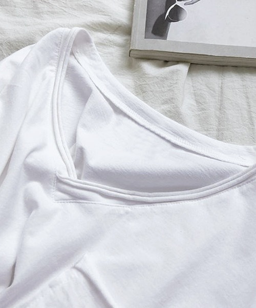 Grandeir（グランディール）の「胸ポケット付き 半袖 カットソー（Tシャツ/カットソー・レディース・ホワイト/ブラック/グレー・M/L）」の12枚目の写真