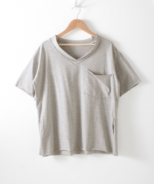 Grandeir（グランディール）の「胸ポケット付き 半袖 カットソー（Tシャツ/カットソー・レディース・ホワイト/ブラック/グレー・M/L）」の11枚目の写真
