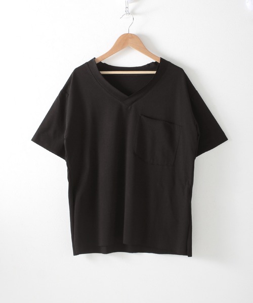 Grandeir（グランディール）の「胸ポケット付き 半袖 カットソー（Tシャツ/カットソー・レディース・ホワイト/ブラック/グレー・M/L）」の13枚目の写真