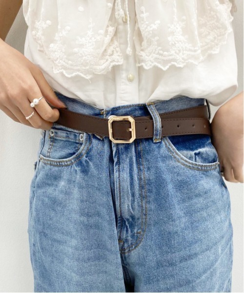 apres jour（アプレジュール）の「【apres jour×ARIAZ】スクエアバックルベルト（ベルト・レディース・ブラック/ダークブラウン・FREE）」の2枚目の写真