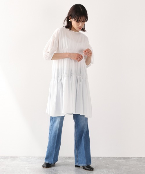 LOWRYS FARM（ローリーズファーム）の「ティアードチュニックＳＳ　893814（シャツ/ブラウス・レディース・オフホワイト/ブラック/カーキ・FREE）」の6枚目の写真