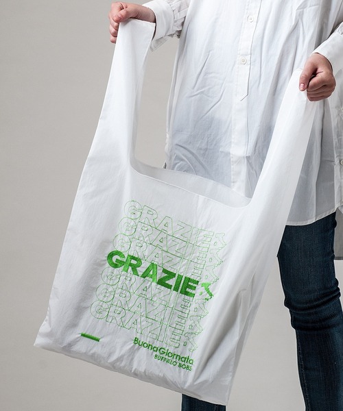 Buffalo Bobs(バッファローボブズ)の「ECO BAG-THANK YOU(L)エコバッグ-サンキュー エルサイズ(エコバッグ/サブバッグ・メンズ・レッド/グリーン/パープル/イエロー/ブルー/ピンク/ホワイト/ブラック・LARGE)」の1枚目の写真