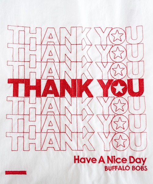 Buffalo Bobs(バッファローボブズ)の「ECO BAG-THANK YOU(L)エコバッグ-サンキュー エルサイズ(エコバッグ/サブバッグ・メンズ・レッド/グリーン/パープル/イエロー/ブルー/ピンク/ホワイト/ブラック・LARGE)」の15枚目の写真