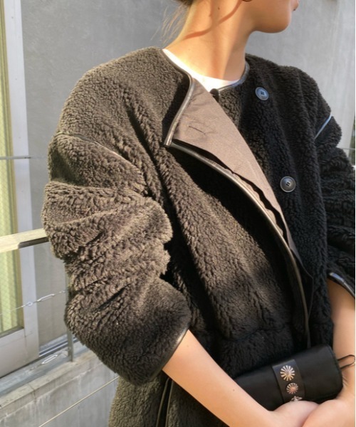 SHENERY（シーナリー）の「ノーカラーボアコート（ノーカラーコート