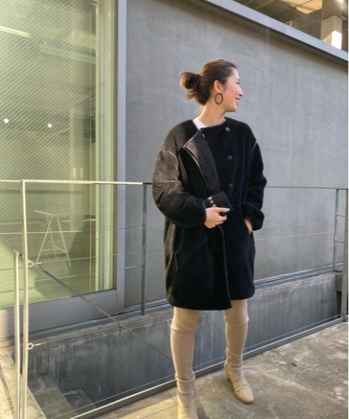 SHENERY（シーナリー）の「ノーカラーボアコート（ノーカラーコート