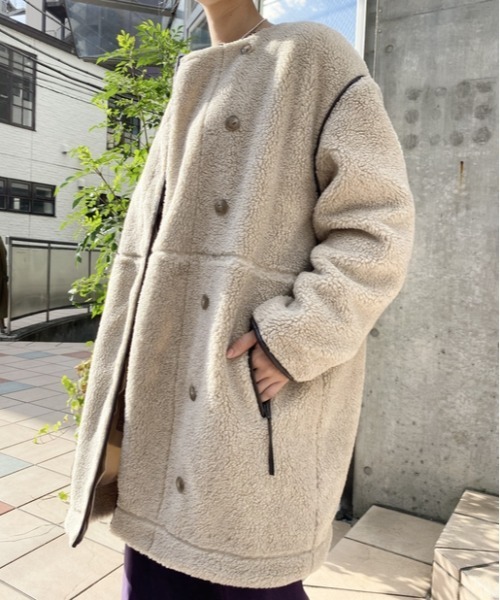 SHENERY（シーナリー）の「ノーカラーボアコート（ノーカラーコート