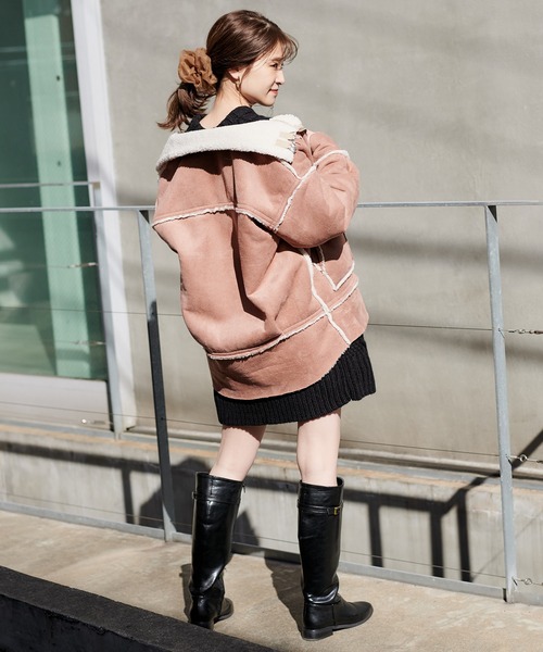 セール】ムートンリバーシブルボアジャケット（ムートンコート）｜one