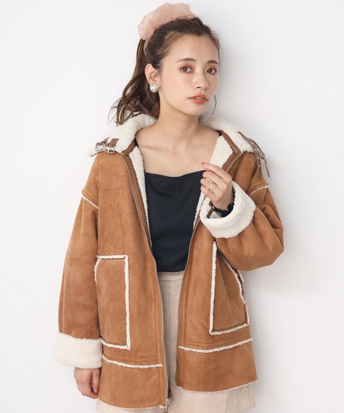 セール】ムートンリバーシブルボアジャケット（ムートンコート）｜one