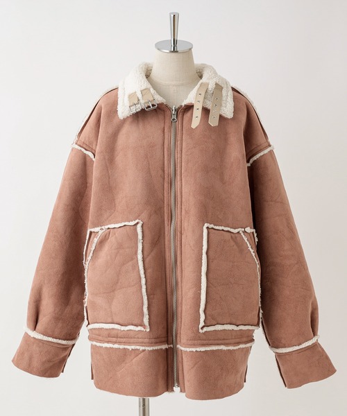 セール】ムートンリバーシブルボアジャケット（ムートンコート）｜one