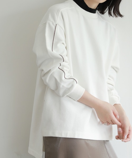 PAGEBOY(ページボーイ)の「モードラインウラケプルオーバー(Tシャツ/カットソー・レディース・ブラック/オフホワイト/モカ・FREE)」の2枚目の写真