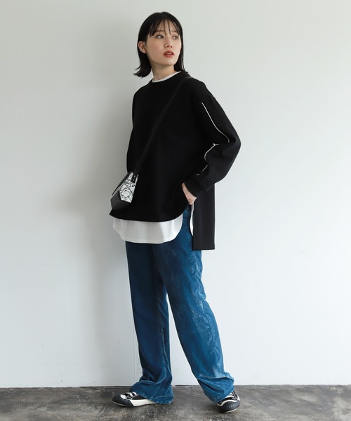 PAGEBOY(ページボーイ)の「モードラインウラケプルオーバー(Tシャツ/カットソー・レディース・ブラック/オフホワイト/モカ・FREE)」の15枚目の写真
