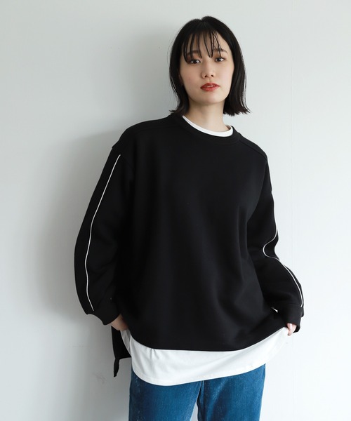 PAGEBOY(ページボーイ)の「モードラインウラケプルオーバー(Tシャツ/カットソー・レディース・ブラック/オフホワイト/モカ・FREE)」の7枚目の写真
