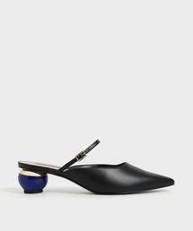 スカルプチャーヒール ポインテッドトゥミュール / Sculptural Heel Pointed Toe Mules