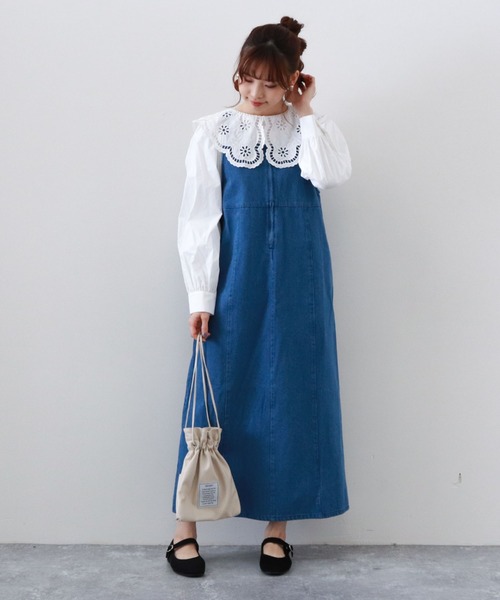 archives（アルシーヴ）の「フロントＺＩＰデニムジャンパースカート（ジャンパースカート・レディース・アイボリー/ブラック/ブルー・MEDIUM）」の7枚目の写真