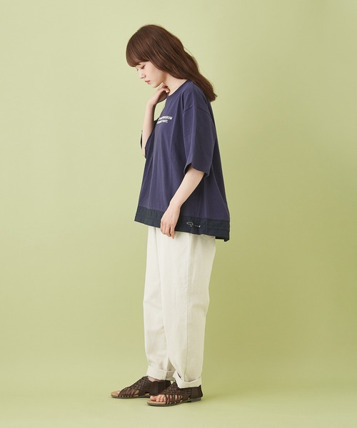 CUBE SUGAR（キューブシュガー）の「OE天竺 裾ドロストＴシャツ（Tシャツ/カットソー・レディース・ホワイト/ネイビー/カーキ/オレンジ/マルチ・M）」の19枚目の写真