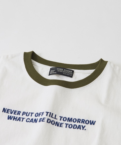 CUBE SUGAR（キューブシュガー）の「OE天竺 裾ドロストＴシャツ（Tシャツ/カットソー・レディース・ホワイト/ネイビー/カーキ/オレンジ/マルチ・M）」の20枚目の写真