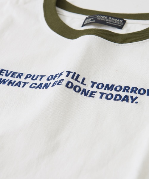 CUBE SUGAR（キューブシュガー）の「OE天竺 裾ドロストＴシャツ（Tシャツ/カットソー・レディース・ホワイト/ネイビー/カーキ/オレンジ/マルチ・M）」の16枚目の写真