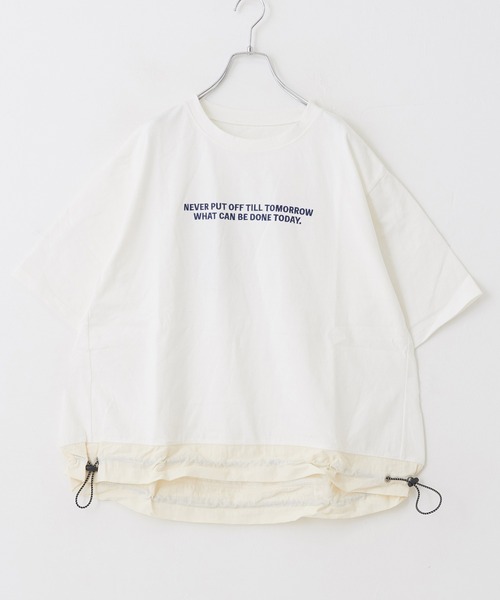 CUBE SUGAR（キューブシュガー）の「OE天竺 裾ドロストＴシャツ（Tシャツ/カットソー・レディース・ホワイト/ネイビー/カーキ/オレンジ/マルチ・M）」の9枚目の写真