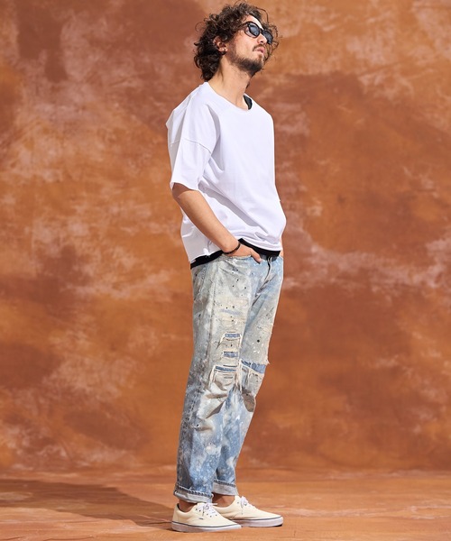 Jih Nunc(ジーヌンク)の「mt7105-ルーズネックカットソー(Tシャツ/カットソー・メンズ・ホワイト/ピンク/ブラック/ベージュ・S/L/M)」の19枚目の写真