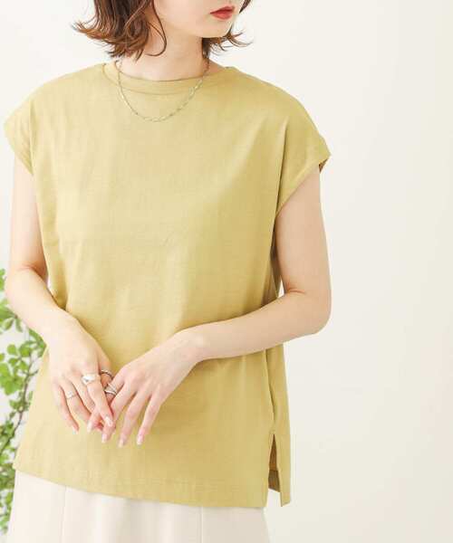 SENSE OF PLACE by URBAN RESEARCH（センスオブプレイスバイアーバンリサーチ）の「オーガニックコットンフレンチスリーブTシャツ（Tシャツ/カットソー・レディース・オフホワイト/ネイビー/ブラウン/ブラック/ライトベージュ/イエロー/ミント・ONE）」の7枚目の写真