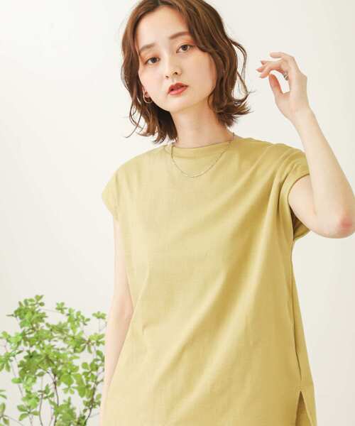 SENSE OF PLACE by URBAN RESEARCH（センスオブプレイスバイアーバンリサーチ）の「オーガニックコットンフレンチスリーブTシャツ（Tシャツ/カットソー・レディース・オフホワイト/ネイビー/ブラウン/ブラック/ライトベージュ/イエロー/ミント・ONE）」の12枚目の写真