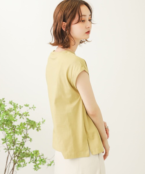 SENSE OF PLACE by URBAN RESEARCH（センスオブプレイスバイアーバンリサーチ）の「オーガニックコットンフレンチスリーブTシャツ（Tシャツ/カットソー・レディース・オフホワイト/ネイビー/ブラウン/ブラック/ライトベージュ/イエロー/ミント・ONE）」の17枚目の写真