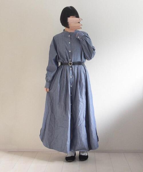 coen(コーエン)の「USAコットンマキシ丈タックシャツワンピース(シャツワンピース・レディース・ベージュ/ネイビー・FREE)」の14枚目の写真