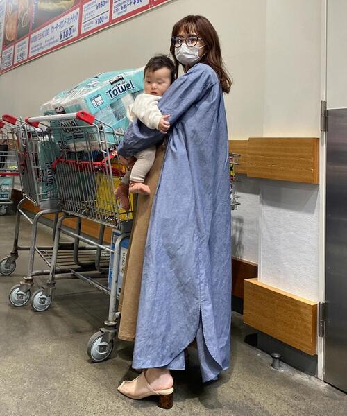 coen(コーエン)の「USAコットンマキシ丈タックシャツワンピース(シャツワンピース・レディース・ベージュ/ネイビー・FREE)」の16枚目の写真