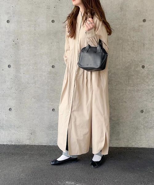 coen(コーエン)の「USAコットンマキシ丈タックシャツワンピース(シャツワンピース・レディース・ベージュ/ネイビー・FREE)」の19枚目の写真